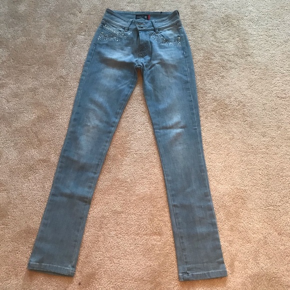 Mossimo Small Steel Blue Jeans With Gemstones - Picture 4 of 14